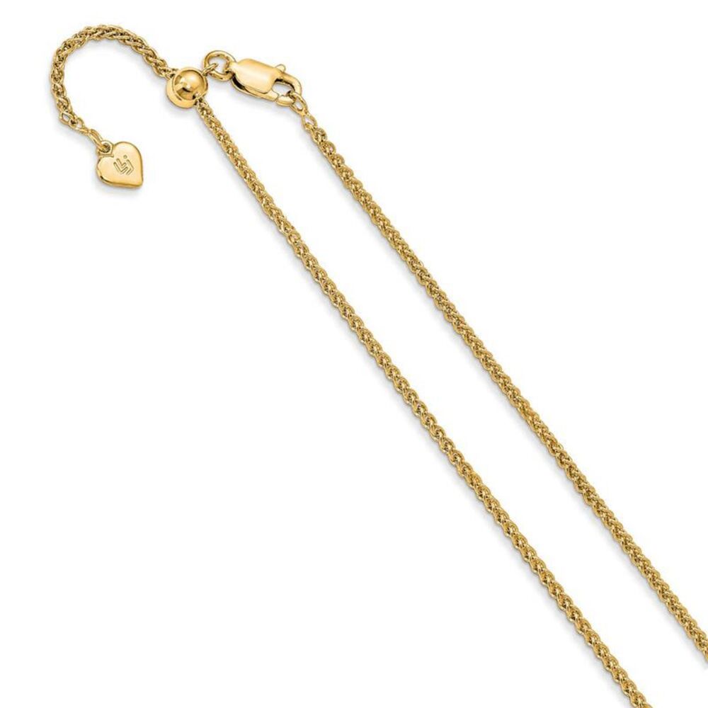 1.6mm Gold Tone Plated Sterling Silver Adjustable Spiga Chain, 22 Inch